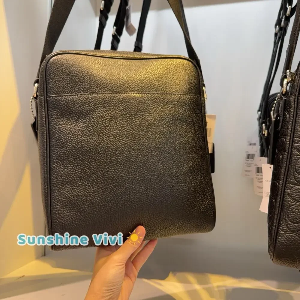 NWT COACH Tristan Crossbody Bag 22 Silver/Black Refined pebble leather CES87